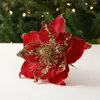 Decorative Flowers 22cm Champagne Flower Pendants Xmas Tree Ornaments Merry Christmas Decoration Happy Year Accessories