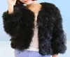 Luxury chaude dames manteau autruche cheveux manteau de fourrure femme courte dinde plume veste hiver manches longues whiteblackblue4796135