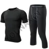 Pants Men's Black Short Sleeve Tshirts Base Layer Basketball Sports Trousers Tight Gym Fitness Running Top Croped Pants Sportwear