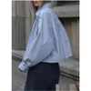 Womens Blouses Shirts Fashion Long-Sleeved Solid Color Short Commuter Spring Summer All-Match Simple Button Blouse Streetwear Tops Dro Dhxrc