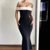 Casual Dresses Lygens White Black Off the Shoulder Sleeveless Elegant Evening BodyCon Long Summer Y2K Party Club Clothes