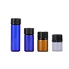 Opslagflessen 100 stcs 1 ml 2 ml 3 ml 3 ml 5 ml Mini Blauw Essentiële olieklas Vlailiek Small Monster Parfum Bottle Display Amber Clear Container Screw