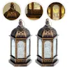 Ljushållare 2 datorer LED Night Light Desktop Decor Eid Al-Lamp Ramadan Lantern Ornament Dekorativ hantverk Plastfest