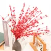Artificial Flowers Christmas Berry Golden Branch Fake Plants Stem Tree Wreath DIY Home Christmas Wedding Decor Table Craft Gifts