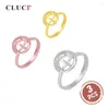 Cluster Rings CLUCI 3pcs 925 Sterling Silver Round Zircon Pearl Ring Mounting Simple Adjustable Open Women Jewelry SR2088SB