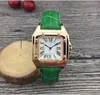 Berömd enkel 3 pekare Lady Quartz Movement Watches Colorful Cow Leather Women Clock Girl Super Bright Waterproof Elegant Noble Watch Relojes de Lujo Para Hombre
