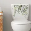 Feuilles vertes fleurs Sticker mural pour la salle de bain pour toilettes de toilette décor mural embelliftifier les décalcomanies auto-adhésives décoration de la maison