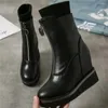 Scarpe eleganti Donne Donne in pelle vera cunei di pelle alta pompe con sneaker di moda femminile