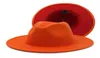 Nouvelle orange avec des chapeaux fedora femmes en gros fausse laine largeur largeur deux tons chapeau jazz hommes panama fête mariage hat 6016847