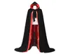 Black Cloak Velvet Hooded Cap Costume médiéval Costume Larp Halloween Fancy Dress6866007