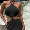 Повседневные платья сексуальные наряды для отдыха вязаные Halter Maxi для женщин 2024 Элегантные наборы платье