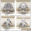Configurações de jóias anéis de pérolas diy 925 anel de zircão sier para mulheres menina fino tamanho ajustável Dia do dia dos namorados 9 pcs/lote gota dhgarden dh0sx