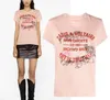 24SS Zadig Voltaire Tshirt for Women's Designer TシャツZVクラシックホットドリルロックレタープリントフラワーカジュアル汎用半袖ルーズプルオーバーティー服