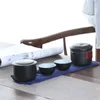 TEAWARE SETS CERAMIC Office TEAPOT Simple Black Pottery Gaiwan Teacup Porcelain Tea With Bag Portable Pot Travel Drinkware