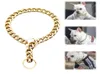 Hundhalsar metall stor guldfärgkedja sommar husdjur mode tillbehör bulldog krage små hundar husdjur halsband zc4955829591