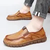 Casual Shoes Handmade Leather Men Luxury Designer Soft Men's Loafers Non-slip Brown Slip On Flats Man Moccasins Big Size 38-47