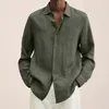 Chemises décontractées pour hommes 2024 hommes à manches longues Business Business Spring Summer Work Shopping Cotton Linn Couleur solide Blouse simple