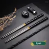 Chopsticks 2 Pairs Stainless Steel Chinese Japanese Wand Metal Sticks Korean Sushi Noodles Reusable Stick Dinnerware