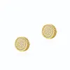 Iced out CZ Premium Diamond Cluster Zirconia Round Screw Back Stud Earrings for Men and Women Hip Hop Jewelry Designer Accessories Rapper Fashion Charm Gold Silver