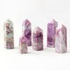 Decorative Figurines Healing Natural Crystal Point Polished Plum Blossom Purple Tourmaline Crystals Tower Energy Reiki Gemstone Obelisk Home