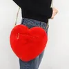 어깨 가방 2024 패션 여성 심장 모양의 가짜 모피 크로스 바디 지갑 지갑 지갑 가방 레이디 핸드백
