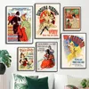 Art francese vintage Nouveau bohémien poster femmina vivente da ballo bevanda in tela dipinto dipinte per parete immagini arte decorazione per la casa