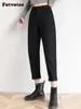 Kvinnors jeans Fotvotee High midja Mamma kvinnor Kläder Elastisk midja Korean Fashion Streetwear Vintage Ankle Length Pants