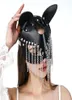 Uyee sexig cosplay kanin lädermask halloween masker katt öron kvinnor flicka svart läder maskerad karneval party cosplay mask2446165