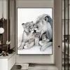 Lions Family Series Modern Ink Artwork Torna Pintura Poster Estética HD Impressão Parede Picture Sala de estar Decoração de escritório em casa