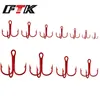 FTK 50 stks vishaken 1# -12# Red weerhoofd triple vishook overstrekkende visserij tackle hoog koolstofstaal drievoudige haken 240328