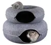 Cat Toys Donut Tunnel Bed Pets House Natural Fanting Cave Round Wool para perros pequeños Play Interactive Toycat8445238