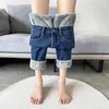Jeans pour femmes fotvotee velours épaississer les pantalons de longueur de cheville harem à la taille droite