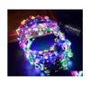 Feest gunst flitsende led -snaren gloed bloem kroon hoofdbanden licht rave rave bloemig haar slinger lichtgevende krans bruiloft geschenken wq479 dr1875326