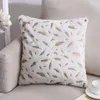 Pillow S Home Decor pour canapé canapé 45x45 Couvertures de lancer blanc lit avec plume imprimée en argent en or