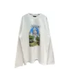 High Version Chao b Castle Printed Long T-shirt Paris Brand Loose Bottomed Shirt for Men Women