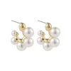 Dangle Ohrringe Korea Vintage unregelmäßige geometrische C -Form großer kleiner Imitation Pearl Metall Stud für Frauen Party Schmuck