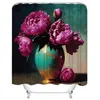 Shower Curtains Vase Watercolor Curtain Still Life Painting Hydrangea Printed Polyester Fabric Waterproof Bathroom With Hooks