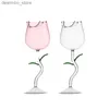 Wine Glasses Rose-Shaped Red Wine lasses Rose Shape Wine lass With Colored Rose Leaves 150/400ml Rose Shaped Red Wine oblet Cocktail Cup L49