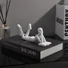 التماثيل الزخرفية قراءة راتنج الإنسان التمثال لغرفة الدراسة سطح المكتب Nordic Nordic مجردة التفكير الرقم زخرفة المنزل الديكور مكتب المعيشة