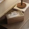 クルミ木製組織ボックスクリエイティブティッシュボックスリビングルームナプキンディスペンサーブラックウォルナット手作り木製組織箱装飾ギフト