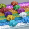 Lucky Star Paper Strips Färgglada mousserande glitterpappersremsor Dekor fällbara papper för konst som skapar leveranser som önskar stjärna