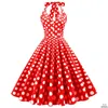 Casual Dresses Hepburn Style Lapel Cardigan Polka Dot Swing Retro Dress Cotton Women's Women