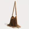 Boho w stylu Tassel Crossbody Bag Vintage zamszowe torba na ramię Casual Fringe Messenger Bag dla kobiet