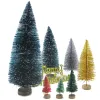 12pcs Mini Christmas Tree Tareop الحلي الزرقاء اللون الأخضر اللون الصنوفي SISAL الثلج المناظر الطبيعية