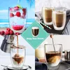 Mugs 4Pcs 350ML Double Wall Glass Cup Set Insulated Coffee Mug Teacup Ice Drinking Glasses For Cappuccino Latte Bubble Tea