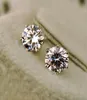 Women men unisex classic CZ diamond stud earrings 18k white gold plated hearts and arrows post earrings CZ size 3mm to 10mm7491437