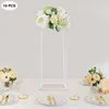 10Pcs 60cm Geometric Rectangle Metal Stands Flower Floor Rack Plant Display Holders White for Wedding Party Centerpieces Decor