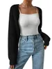 Magliette da donna S Women Op Open Front Cropped Cardigan Long Colore Solid Bimbato a coste per scrollata di maglione bolero