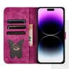 Flip Walle Leather Phone Case pour iPhone 15 14 7 8 SE 13 plus 12 11 Pro Xs XR MAX Cat Butterfly Pattern Carte Holder Livre Couverture du livre