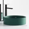 Nordic Ceramic Round Bathroom Sinks Household Bathroom Washbasins Dark Green Matte Small Wash Basin Single Kitchen Washing Sink